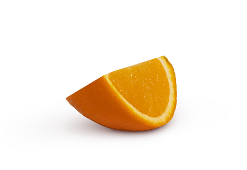 One juicy orange slice isolated, png