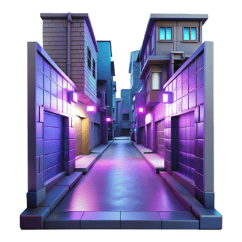 Neon Alley 3D Render png