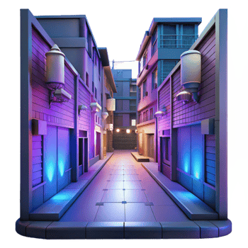 Night City Alley 3D Render png