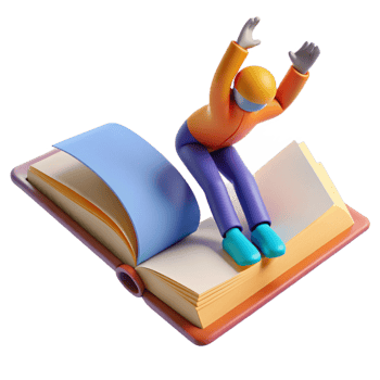 magnificent vintage 3D Illustration Joyful Dive into Book Pages detailed png