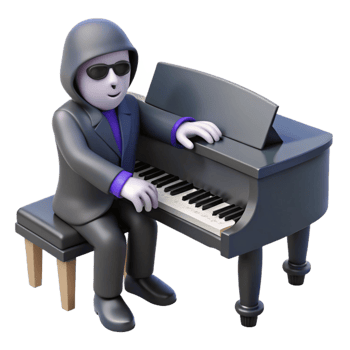 3D Illustration Pianist Playing Grand Piano png