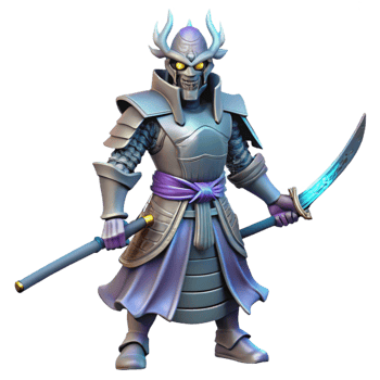 vibrant modern 3D Render Samurai Warrior Illustration high quality png