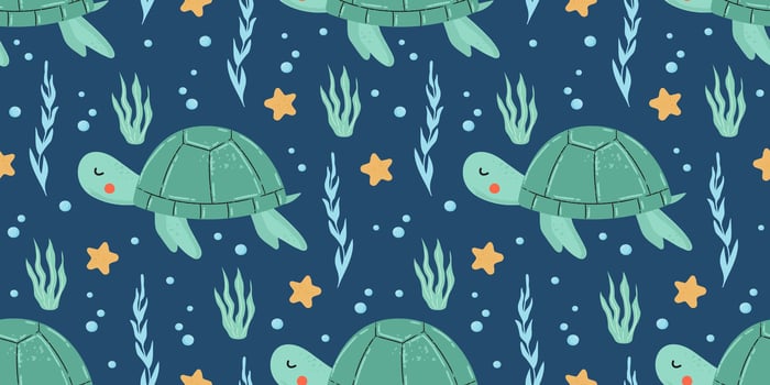 Turtle animal seamless pattern vector