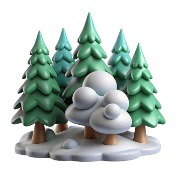 dramatic minimalist Snowy Winter Forest 3D Illustration high quality png
