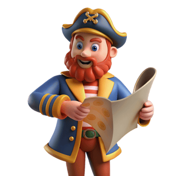 beautiful vintage Jolly Pirate Captain 3D Illustration 4K png