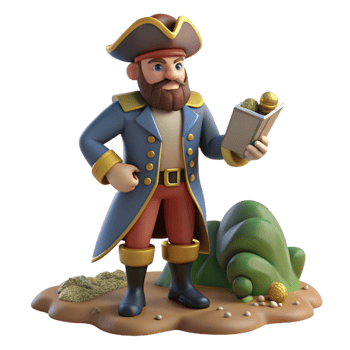 dramatic abstract 3D Cartoon Pirate Captain Illustration exclusive png