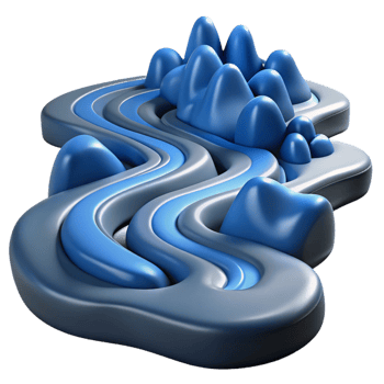 Abstract 3D Blue Landscape Illustration png