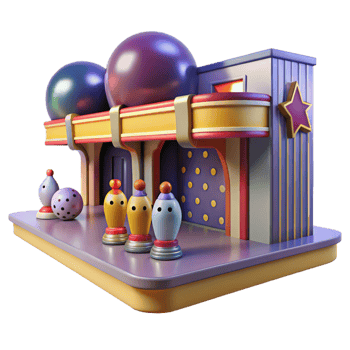 extraordinary modern 3D Cartoon Bowling Alley Illustration detailed png