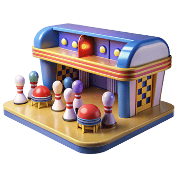 vibrant modern 3D Cartoon Bowling Alley Illustration exclusive png