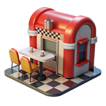 beautiful creative Retro Diner 3D Illustration original png