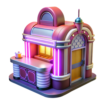beautiful classic Retro Diner 3D Model high quality png