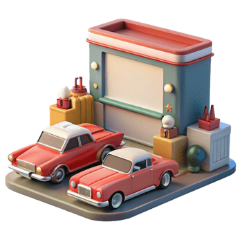 serene modern Retro Drive In Theater 3D Illustration authentic png