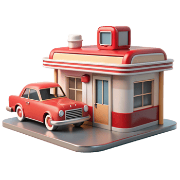 stunning traditional Retro Diner 3D Render Classic Car premium png