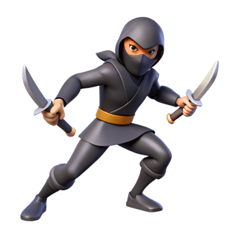 serene traditional 3D Cartoon Ninja Illustration original png