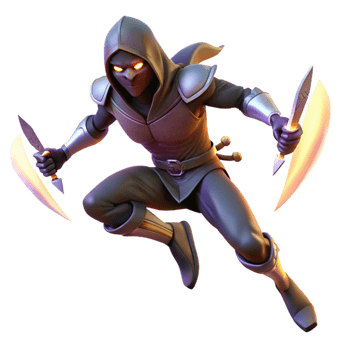 3D Render of a Dark Hooded Ninja png