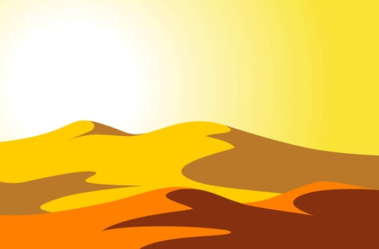 sandy desert under hot sun vector
