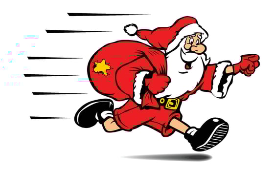 Santa Claus runs with sack vector