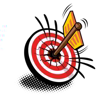 Goal arrow in target in comic book style vector