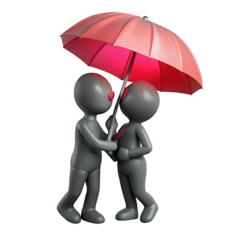 3D Render Couple Under Pink Umbrella png