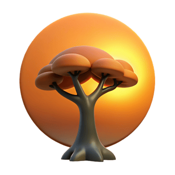 dramatic classic Cartoon Tree 3D Render authentic png