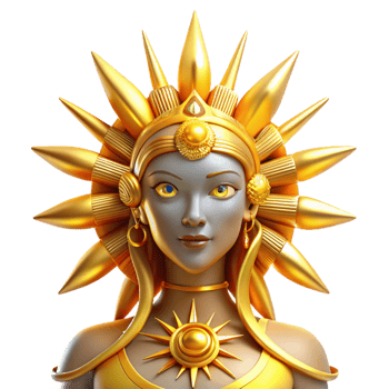 magnificent contemporary Golden Sun Goddess 3D Illustration genuine png