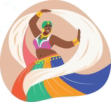 Belly dance performance of a woman, flat style illustration vector