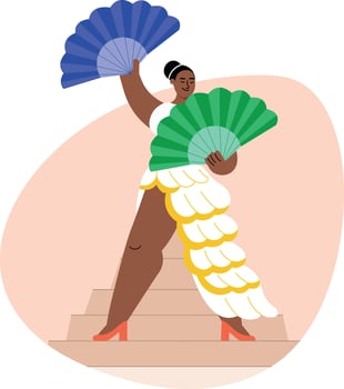 A flat style illustration of flamenco performer vector