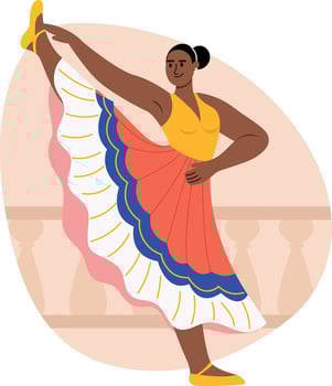 A flat style illustration of a girl doing flamenco pose vector