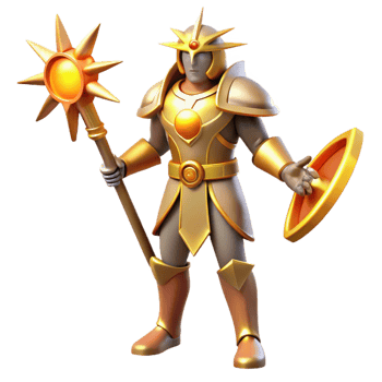 wonderful minimalist Golden Sun Knight 3D Illustration genuine png