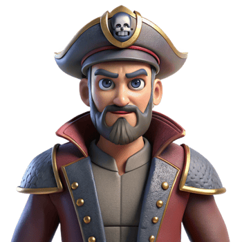 vibrant vintage 3D Cartoon Pirate Captain Illustration premium png