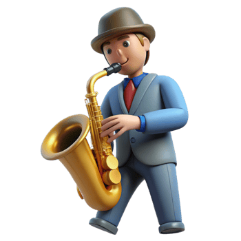 3D Cartoon Saxophonist Illustration png