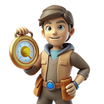 3D Boy Cartoon Holding Compass Illustration png