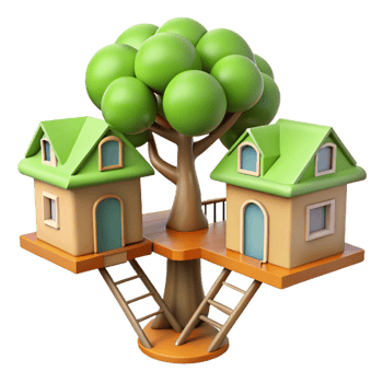 stunning modern Cartoon Treehouse 3D Render detailed png