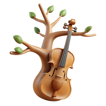 3D Violin Tree Illustration png