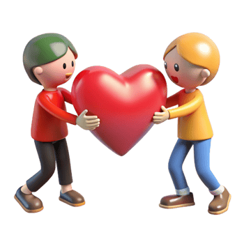3D Illustration Two Cartoon Characters Sharing a Heart png