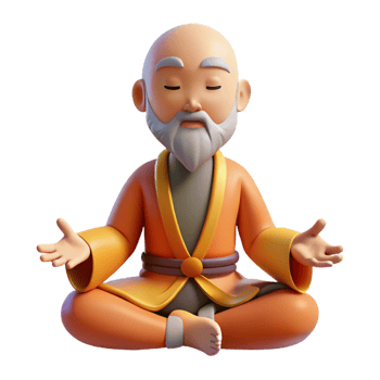 vibrant vintage 3D Render Peaceful Monk Meditation professional png