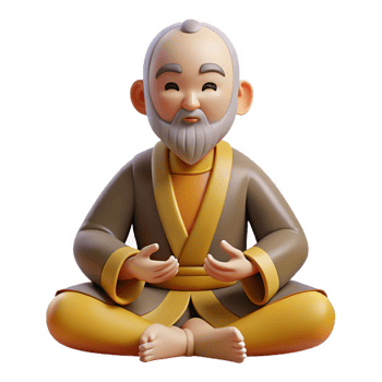 dramatic traditional 3D Render Peaceful Monk Meditation high resolution png