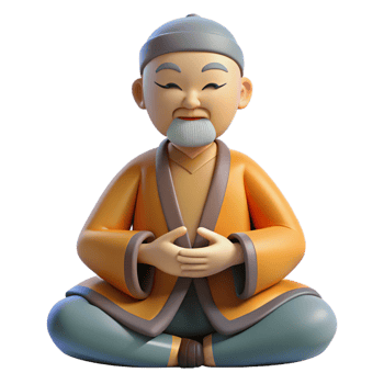 magnificent modern 3D Render Peaceful Monk Illustration detailed png