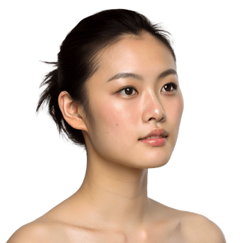 Portrait of a young asian girl with her hair pulled back, isolated on a transparent background, showcasing natural beauty and simplicity png