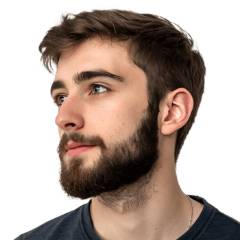 Portrait of a young man with a beard isolated on transparent background png
