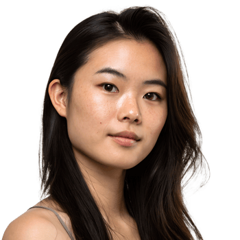 Portrait of young Asian girl with long hair isolated on transparent background png