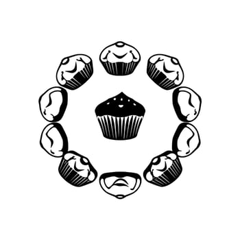 A delightful circular arrangement of cupcakes a tempting image for bakery lovers. This captivating showcases the beauty of simple things perfect for food blogs and bakeries. vector