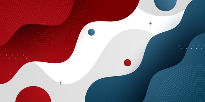 Abstract 3D business banner background. Colorful banner with red and blue wave on white background. Creative and smart background design. vector