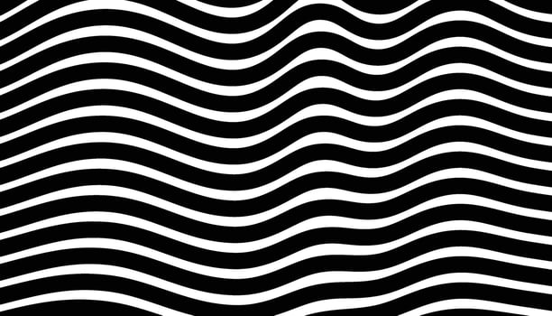 Black and white striped wavy pattern vector
