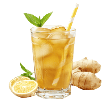 ginger tea with lemon and mint leaves png