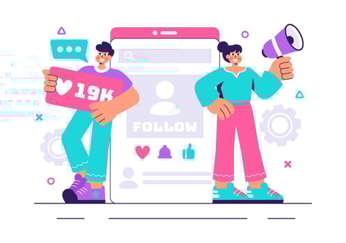 Follow Us and Like Concept Illustration for Digital Marketing and Social Media Ads vector