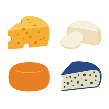 Fresh Dairy Cheese and Tasty Cheese Icons Collection vector