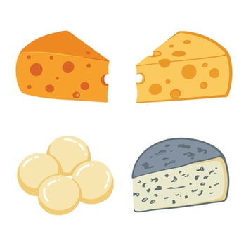 Cheese Icons Collection with Four Types of Tasty Cheese vector