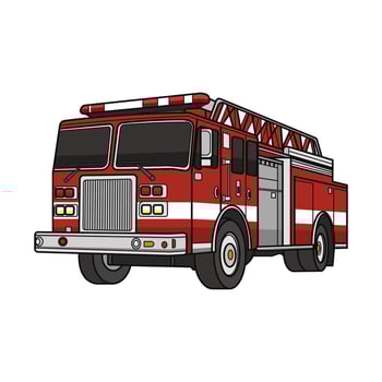 Red fire truck illustration. Emergency rescue vector