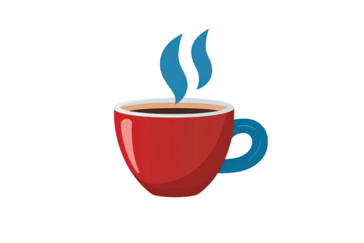 vibrant red coffee cup with steam rising, symbolizing warmth and comfort. Perfect for coffee lovers and cozy settings png